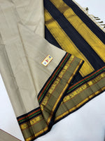 Load image into Gallery viewer, Classic Off White &amp; Black 2gm Zari Elegance Kanchipuram Handloom Silk Saree SS24800
