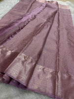 Load image into Gallery viewer, Classic Pastel Mauve 2gm Zari Bridal Elegance Kanchipuram Handloom Silk Saree SS24794
