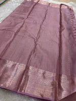 Load image into Gallery viewer, Classic Pastel Mauve 2gm Zari Bridal Elegance Kanchipuram Handloom Silk Saree SS24794
