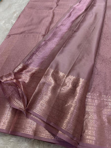 Classic Pastel Mauve 2gm Zari Bridal Elegance Kanchipuram Handloom Silk Saree SS24794