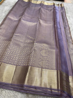 Load image into Gallery viewer, Pastel Lavender Mauve 2gm Zari Bridal Elegance Kanchipuram Handloom Silk Saree SS24795
