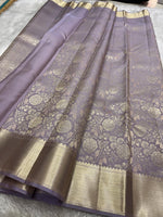 Load image into Gallery viewer, Pastel Lavender Mauve 2gm Zari Bridal Elegance Kanchipuram Handloom Silk Saree SS24796
