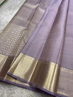 Load image into Gallery viewer, Pastel Lavender Mauve 2gm Zari Bridal Elegance Kanchipuram Handloom Silk Saree SS24796
