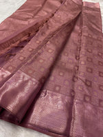 Load image into Gallery viewer, Classic Dusky Pink 2gm Zari Bridal Elegance Kanchipuram Handloom Silk Saree SS24797
