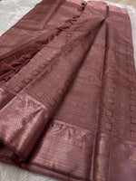 Load image into Gallery viewer, Classic Dusky Pink 2gm Zari Bridal Elegance Kanchipuram Handloom Silk Saree SS24798
