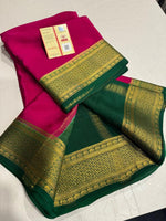 Load image into Gallery viewer, Classic Ruby Pink &amp; Green Elegance Mysore Silk Saree SS24792
