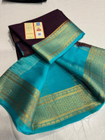 Load image into Gallery viewer, Classic Dark Plum &amp; Sky Blue Elegance Mysore Silk Saree SS24793
