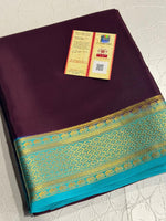 Load image into Gallery viewer, Classic Dark Plum &amp; Sky Blue Elegance Mysore Silk Saree SS24793
