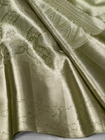 Load image into Gallery viewer, Pastel Olive Green 2gm Zari Bridal Elegance Kanchipuram Handloom Silk Saree SS24791
