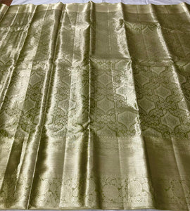 Pastel Olive Green 2gm Zari Bridal Elegance Kanchipuram Handloom Silk Saree SS24791