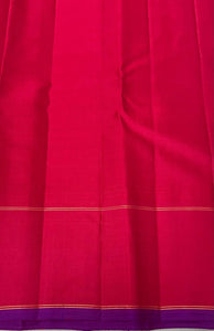 Classic Cream & Ruby Pink 2gm Zari Elegance Kanchipuram Handloom Silk Saree SS24790