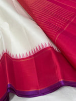 Load image into Gallery viewer, Classic Cream &amp; Ruby Pink 2gm Zari Elegance Kanchipuram Handloom Silk Saree SS24790
