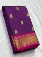 Load image into Gallery viewer, Classic Purple Violet &amp; Deep Pink 2gm Zari Elegance Kanchipuram Handloom Silk Saree SS24810
