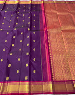 Load image into Gallery viewer, Classic Purple Violet &amp; Deep Pink 2gm Zari Elegance Kanchipuram Handloom Silk Saree SS24810
