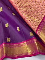 Load image into Gallery viewer, Classic Purple Violet &amp; Deep Pink 2gm Zari Elegance Kanchipuram Handloom Silk Saree SS24810
