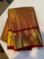 Load image into Gallery viewer, Classic Gold &amp; Dark Red Bridal Elegance Kanchipuram Tissue Handloom Silk Saree SS24808
