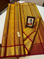 Load image into Gallery viewer, Classic Gold &amp; Dark Red Bridal Elegance Kanchipuram Tissue Handloom Silk Saree SS24808
