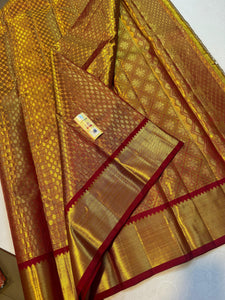 Classic Gold & Dark Red Bridal Elegance Kanchipuram Tissue Handloom Silk Saree SS24808