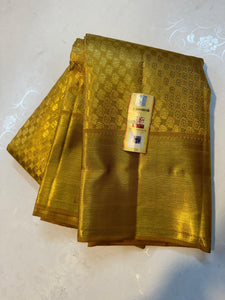 Classic Gold Bridal Elegance Kanchipuram Tissue Handloom Silk Saree SS24809