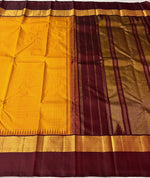 Load image into Gallery viewer, Golden Yellow &amp; Mahogany Red 2gm Zari Elegance Kanchipuram Handloom Silk Saree SS24807
