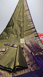 Load image into Gallery viewer, Classic Olive Green Elegance Handloom Soft Silk Saree SS25490
