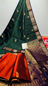 Classic Bottle Green Elegance Handloom Soft Silk Saree SS25489
