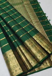 Classic Dark Green Elegance Handloom Soft Silk Saree SS25482