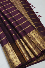 Load image into Gallery viewer, Classic Dark Chocolate Brown Elegance Handloom Soft Silk Saree SS25485

