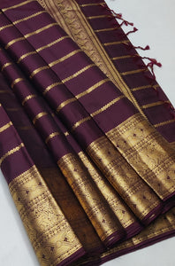 Classic Dark Chocolate Brown Elegance Handloom Soft Silk Saree SS25485