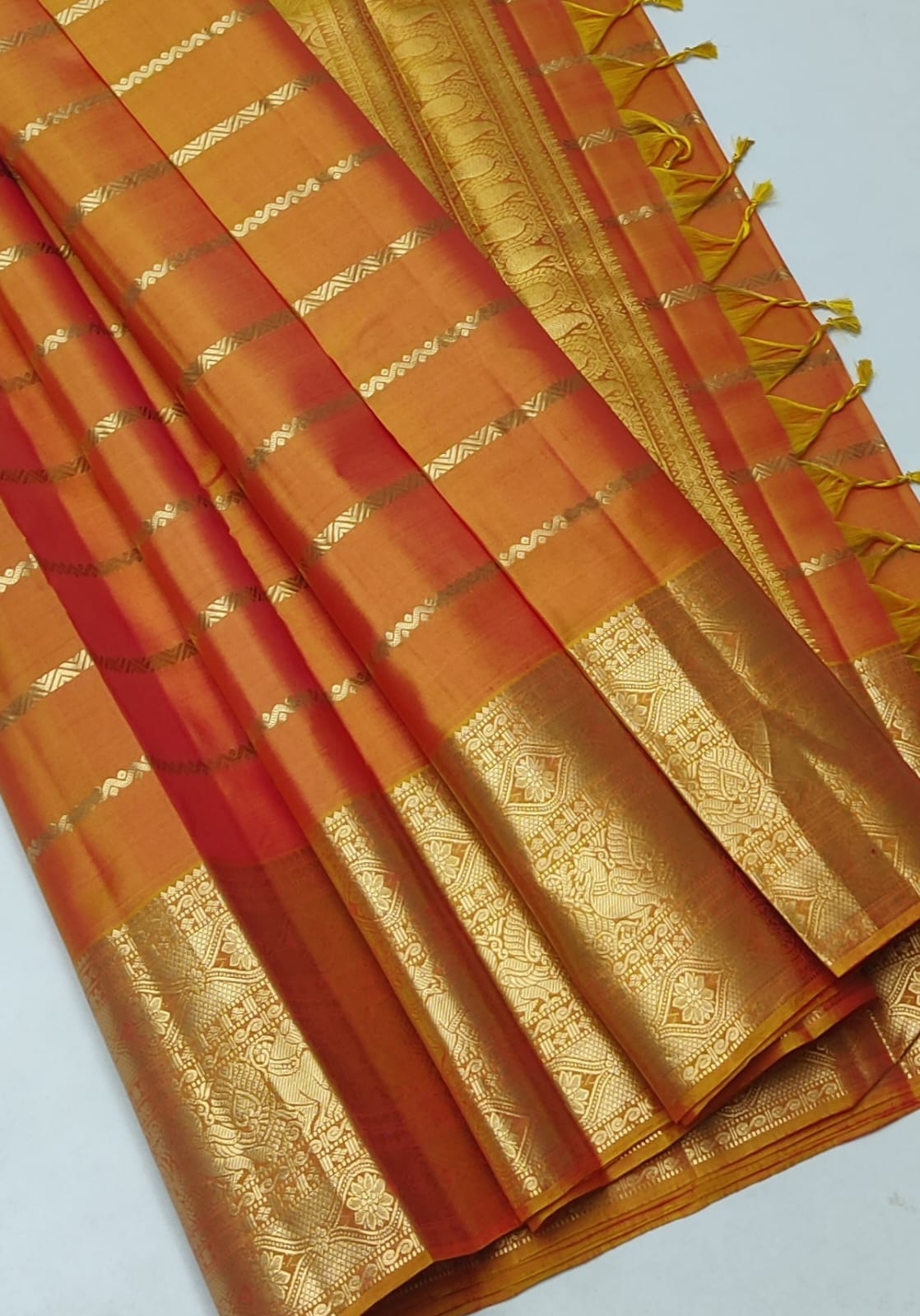 Classic Apricot Orange Elegance Handloom Soft Silk Saree SS25486