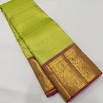 Load image into Gallery viewer, Classic Spring Green &amp; Pale Pink Red 2gm Zari Bridal Elegance Kanchipuram Handloom Silk Saree SS25479
