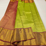 Load image into Gallery viewer, Classic Spring Green &amp; Pale Pink Red 2gm Zari Bridal Elegance Kanchipuram Handloom Silk Saree SS25479
