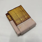 Load image into Gallery viewer, Pastel Beige &amp; Garnet Red 2gm Zari Korvai Bridal Elegance Kanchipuram Handloom Silk Saree SS25478
