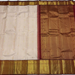 Load image into Gallery viewer, Pastel Beige &amp; Garnet Red 2gm Zari Korvai Bridal Elegance Kanchipuram Handloom Silk Saree SS25478

