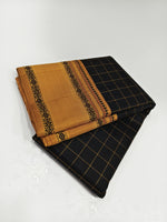 Load image into Gallery viewer, Classic Charcoal Black &amp; Mustard 2gm Zari Elegance Kanchipuram Handloom Silk Saree SS25480
