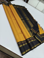 Load image into Gallery viewer, Classic Mango Yellow &amp; Carbon Black 2gm Zari Elegance Kanchipuram Handloom Silk Saree SS25477
