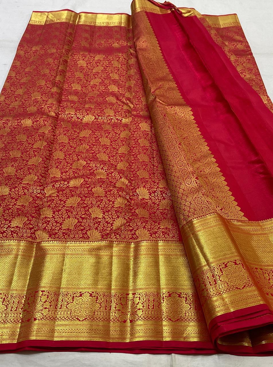 Classic Deep Pink 2gm Zari Bridal Elegance Kanchipuram Handloom Silk Saree SS25528