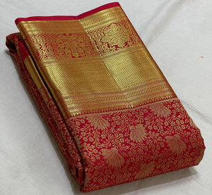 Classic Deep Pink 2gm Zari Bridal Elegance Kanchipuram Handloom Silk Saree SS25528