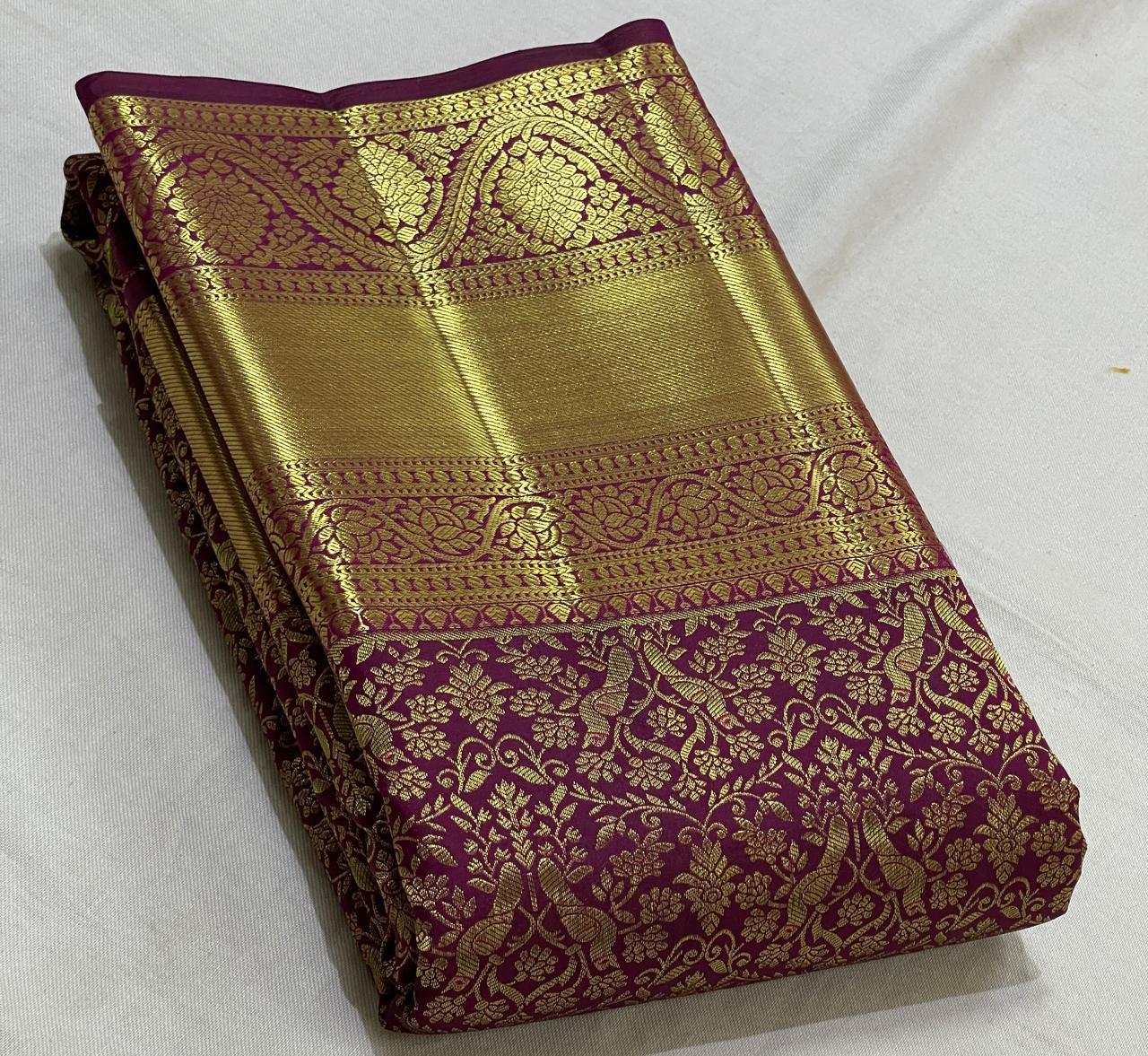Classic Plum 2gm Zari Bridal Elegance Kanchipuram Handloom Silk Saree SS25529