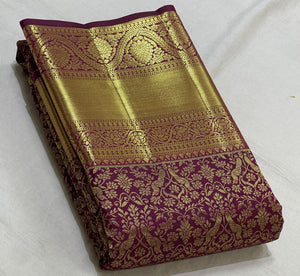 Classic Plum 2gm Zari Bridal Elegance Kanchipuram Handloom Silk Saree SS25529