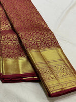 Load image into Gallery viewer, Classic Barn Red 2gm Zari Bridal Elegance Kanchipuram Handloom Silk Saree SS25532
