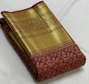Classic Barn Red 2gm Zari Bridal Elegance Kanchipuram Handloom Silk Saree SS25532