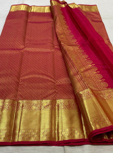 Classic Dark Pink 2gm Zari Bridal Elegance Kanchipuram Handloom Silk Saree SS25530