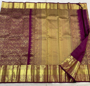 Classic Plum 2gm Zari Bridal Elegance Kanchipuram Handloom Silk Saree SS25529