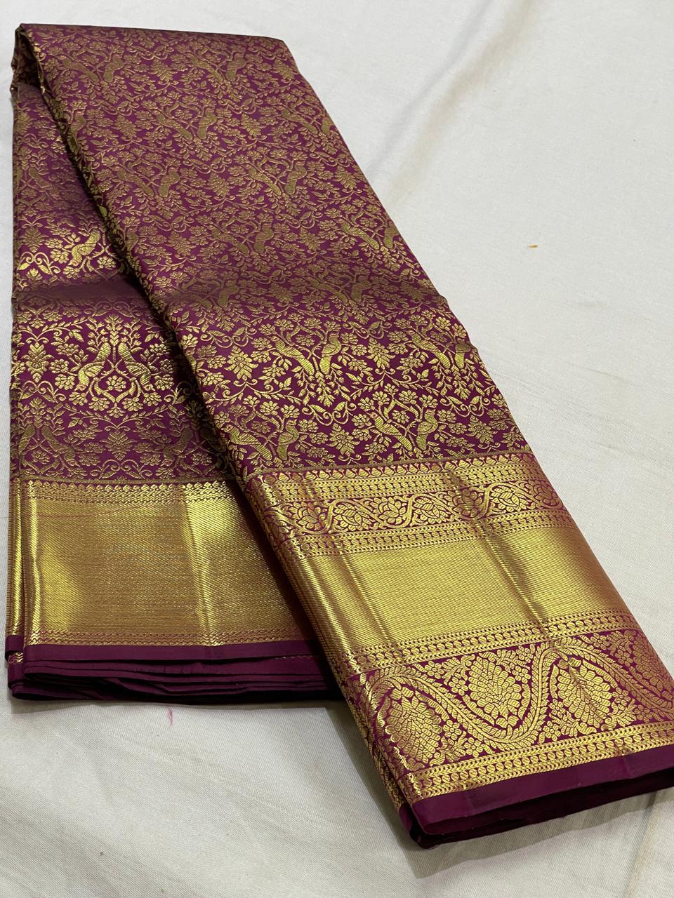Classic Plum 2gm Zari Bridal Elegance Kanchipuram Handloom Silk Saree SS25529