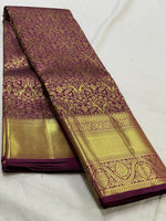 Load image into Gallery viewer, Classic Plum 2gm Zari Bridal Elegance Kanchipuram Handloom Silk Saree SS25529
