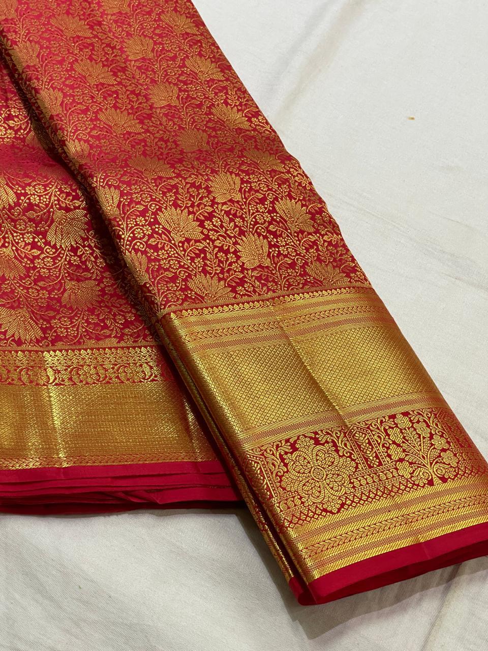 Classic Deep Pink 2gm Zari Bridal Elegance Kanchipuram Handloom Silk Saree SS25528