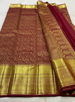 Load image into Gallery viewer, Classic Barn Red 2gm Zari Bridal Elegance Kanchipuram Handloom Silk Saree SS25532

