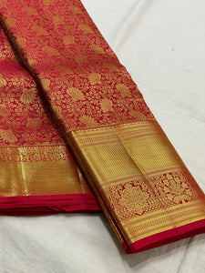 Classic Deep Pink 2gm Zari Bridal Elegance Kanchipuram Handloom Silk Saree SS25528