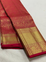 Load image into Gallery viewer, Classic Carmine Red 2gm Zari Bridal Elegance Kanchipuram Handloom Silk Saree SS25527
